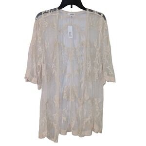 Eyeshadow Bohem Wand Ivory Lace Kimono Cardigan Duster Size S‎ Boho NWT $38